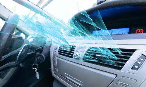 Driver,Hand,Tuning,Air,Ventilation,Grille,,Fresh,Air,Is,Coming