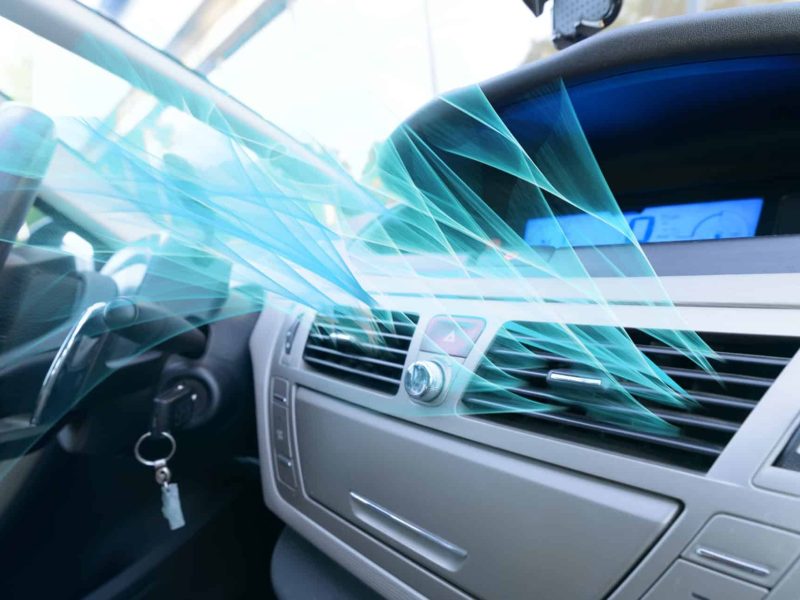 Driver,Hand,Tuning,Air,Ventilation,Grille,,Fresh,Air,Is,Coming